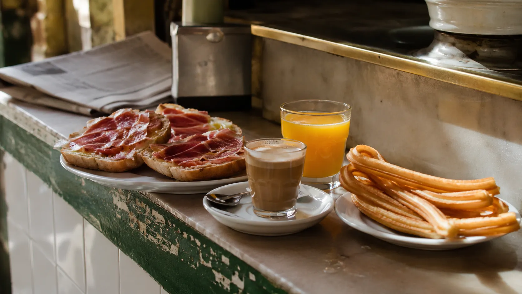Un desayuno completo con café y tostada